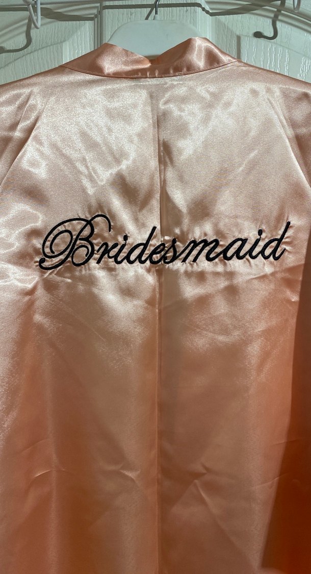 Pembe Saten Bridesmaid Midi Kadın Sabahlık - Görsel 2