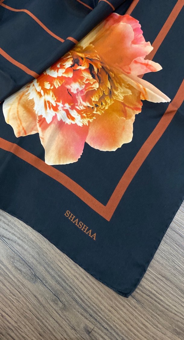 Kahverengi Bohem Kadın İpek Fular - Görsel 4