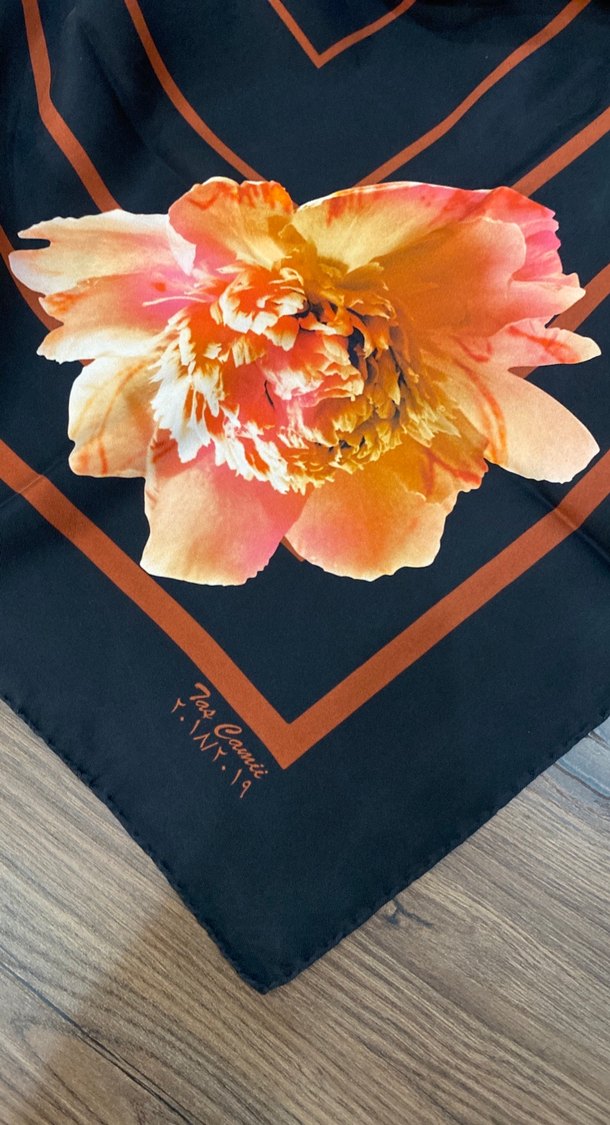 Kahverengi Bohem Kadın İpek Fular - Görsel 5