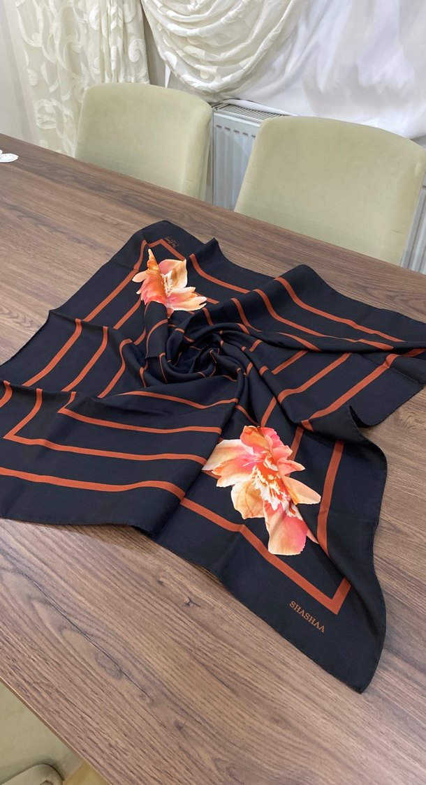 Kahverengi Bohem Kadın İpek Fular - Görsel 3