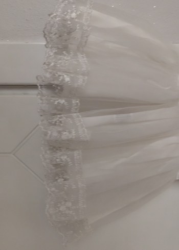 Beyaz Dantelli Klasik Kız Elbisesi - Görsel 8