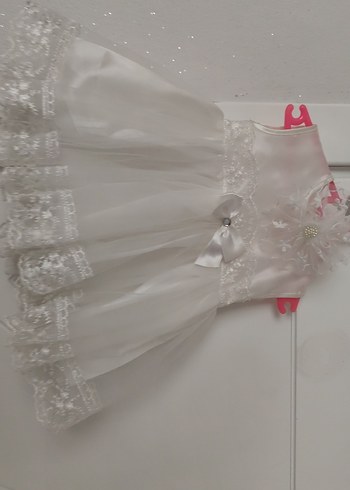 Beyaz Dantelli Klasik Kız Elbisesi - Görsel 4