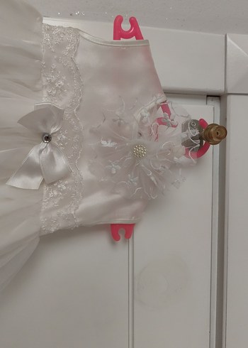 Beyaz Dantelli Klasik Kız Elbisesi - Görsel 5