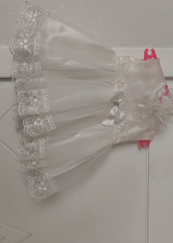 Beyaz Dantelli Klasik Kız Elbisesi - Görsel 3