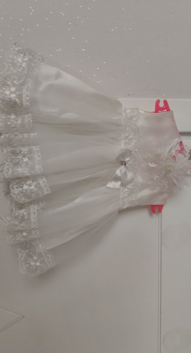 Beyaz Dantelli Klasik Kız Elbisesi - Görsel 4