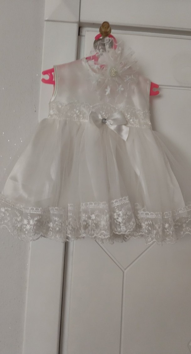 Beyaz Dantelli Klasik Kız Elbisesi - Görsel 2