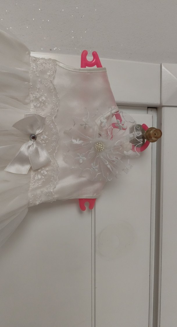 Beyaz Dantelli Klasik Kız Elbisesi - Görsel 5