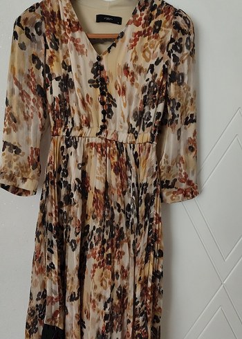 Bej Bağcıklı Uzun Bohem Elbise - Görsel 3