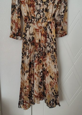 Bej Bağcıklı Uzun Bohem Elbise - Görsel 6