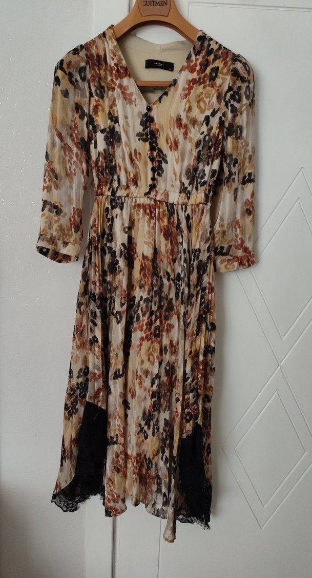 Bej Bağcıklı Uzun Bohem Elbise - Görsel 2