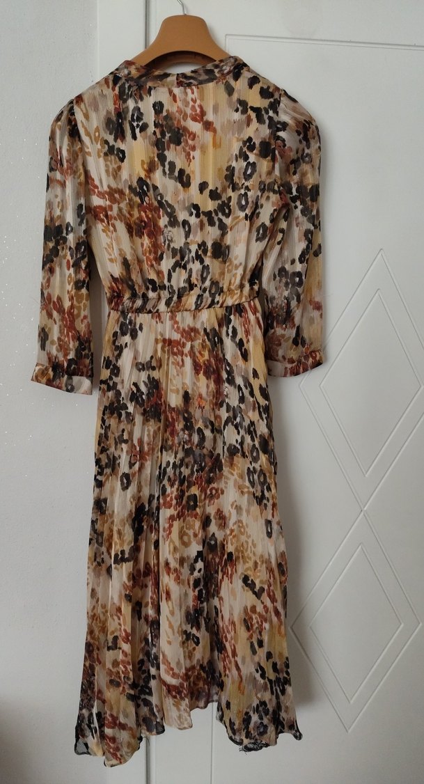 Bej Bağcıklı Uzun Bohem Elbise - Görsel 5