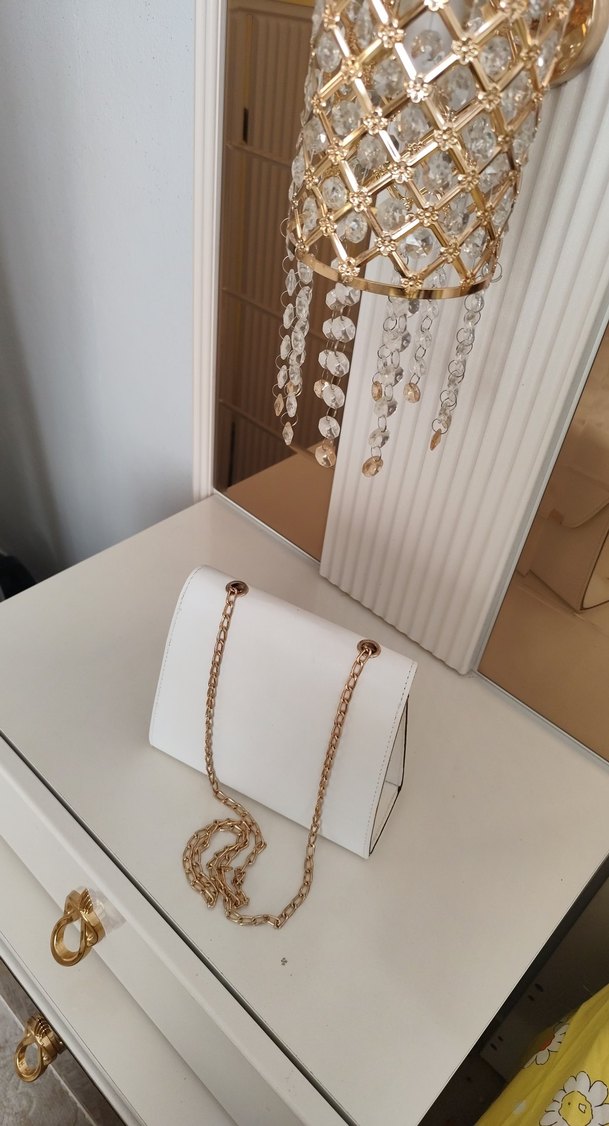 Beyaz Deri Klasik Kadın Çanta - Görsel 5