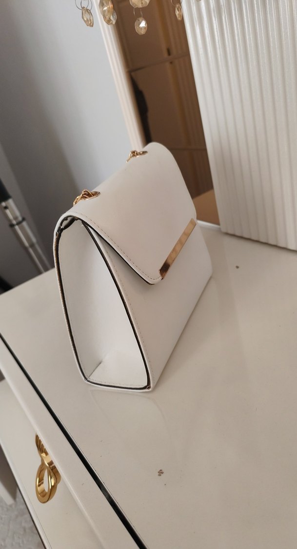 Beyaz Deri Klasik Kadın Çanta - Görsel 3