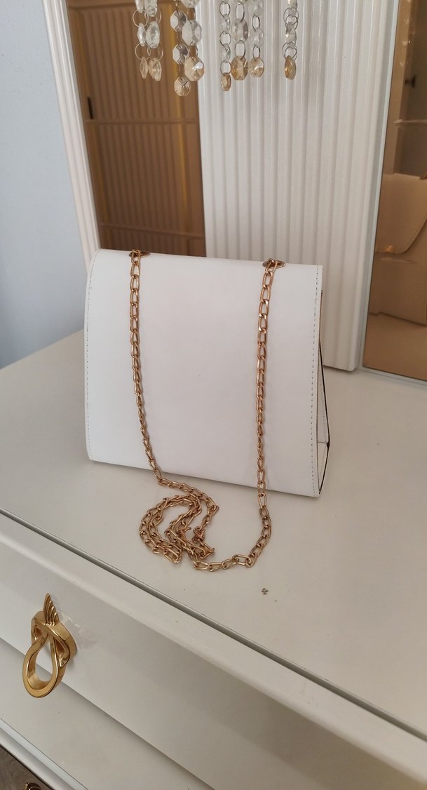 Beyaz Deri Klasik Kadın Çanta - Görsel 4