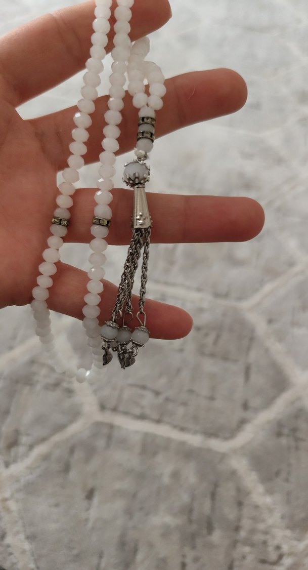 Minimalist Bohem Gri Beyaz Erkek Tesbih - Görsel 2