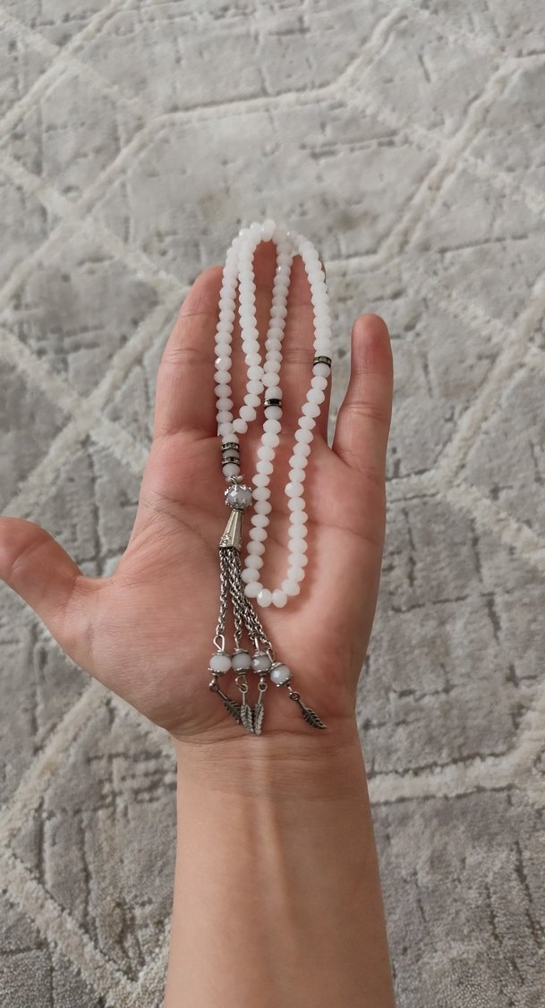 Minimalist Bohem Gri Beyaz Erkek Tesbih - Görsel 3