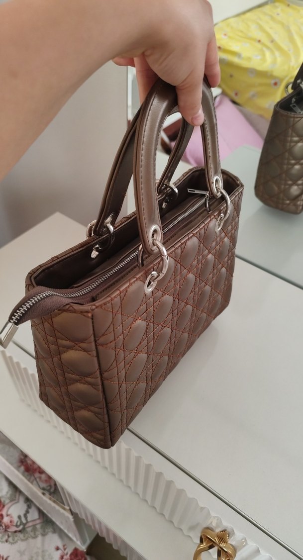 Klasik Tarzda Kahverengi Deri Kadın Çanta - Görsel 5