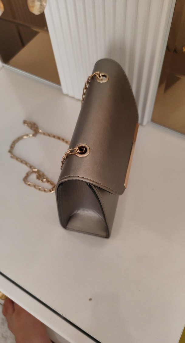 Gri Deri Kadın Çanta - Görsel 3