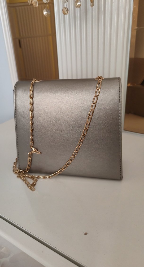 Gri Deri Kadın Çanta - Görsel 4