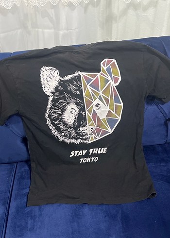 Siyah Baskılı Kısa Kollu Oversize Tişört - Görsel 2