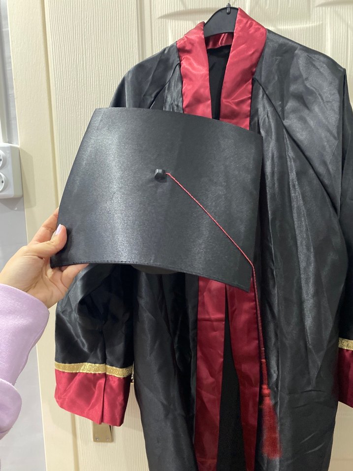 Bordo Siyah Uzun Kadın Mezuniyet Elbisesi - Görsel 4