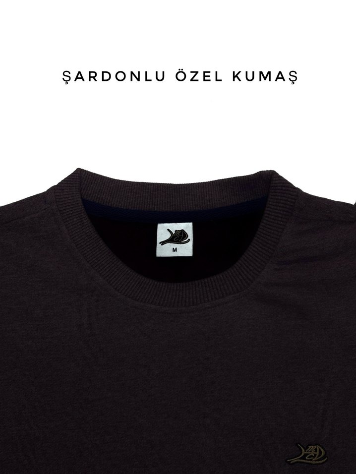 Bordo Unisex Bisiklet Yaka Sweatshirt - Görsel 2