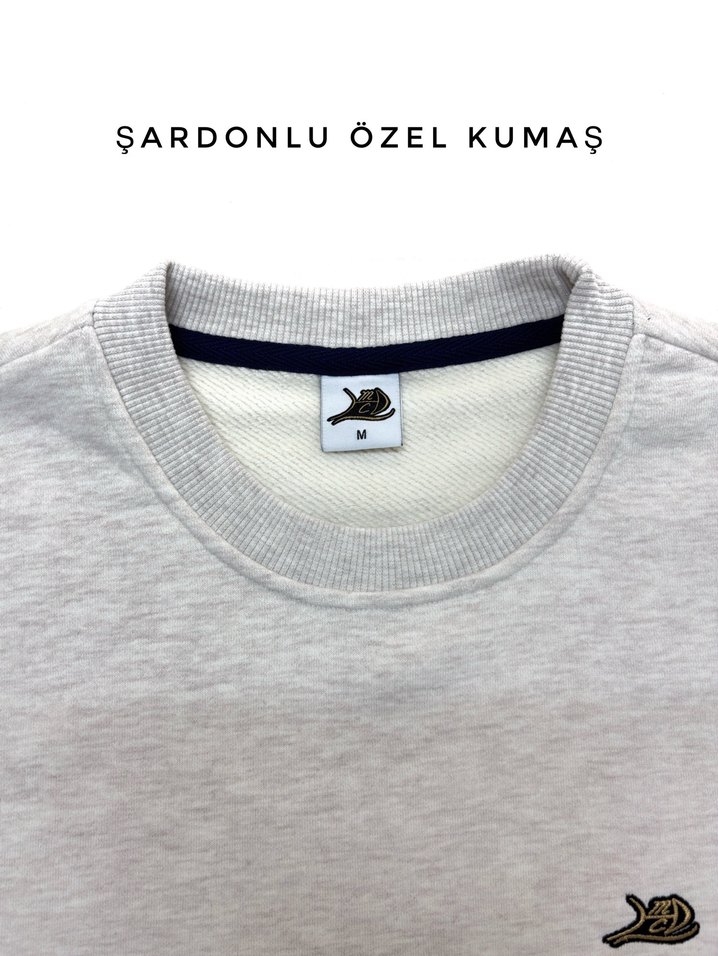 Gri Unisex Bisiklet Yaka Sweatshirt - Görsel 2