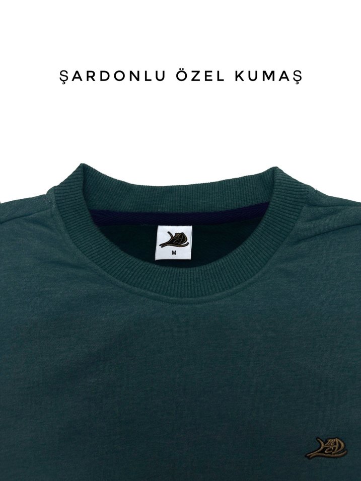 Haki Unisex Bisiklet Yaka Sweatshirt - Görsel 2