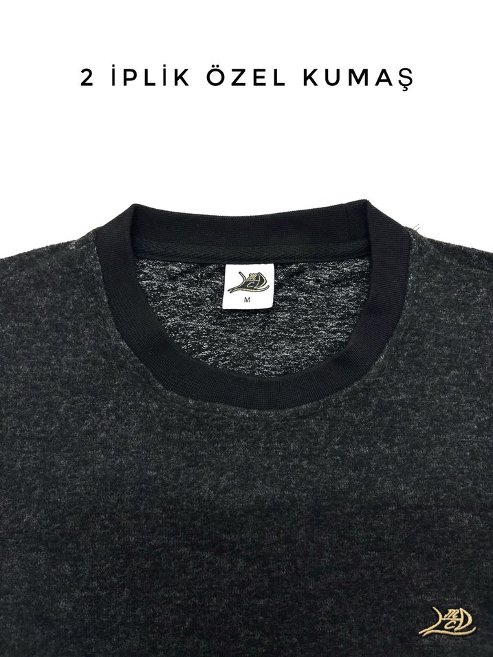 Antrasit Unisex Bisiklet Yaka Sweatshirt - Görsel 2