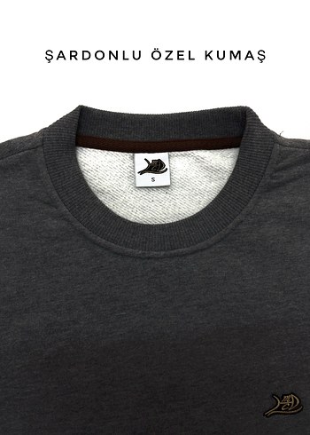 Gri Unisex Bisiklet Yaka Sweatshirt - Görsel 2