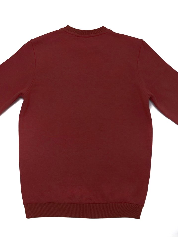 Kırmızı Unisex Bisiklet Yaka Sweatshirt - Görsel 3