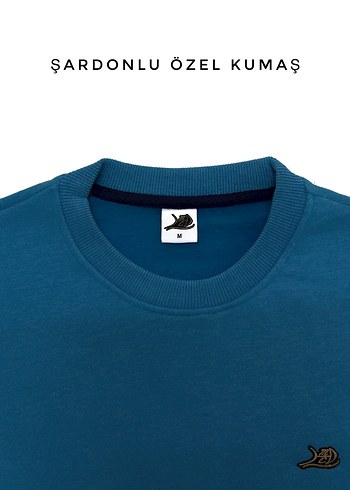 Lacivert Unisex Bisiklet Yaka Sweatshirt - Görsel 2