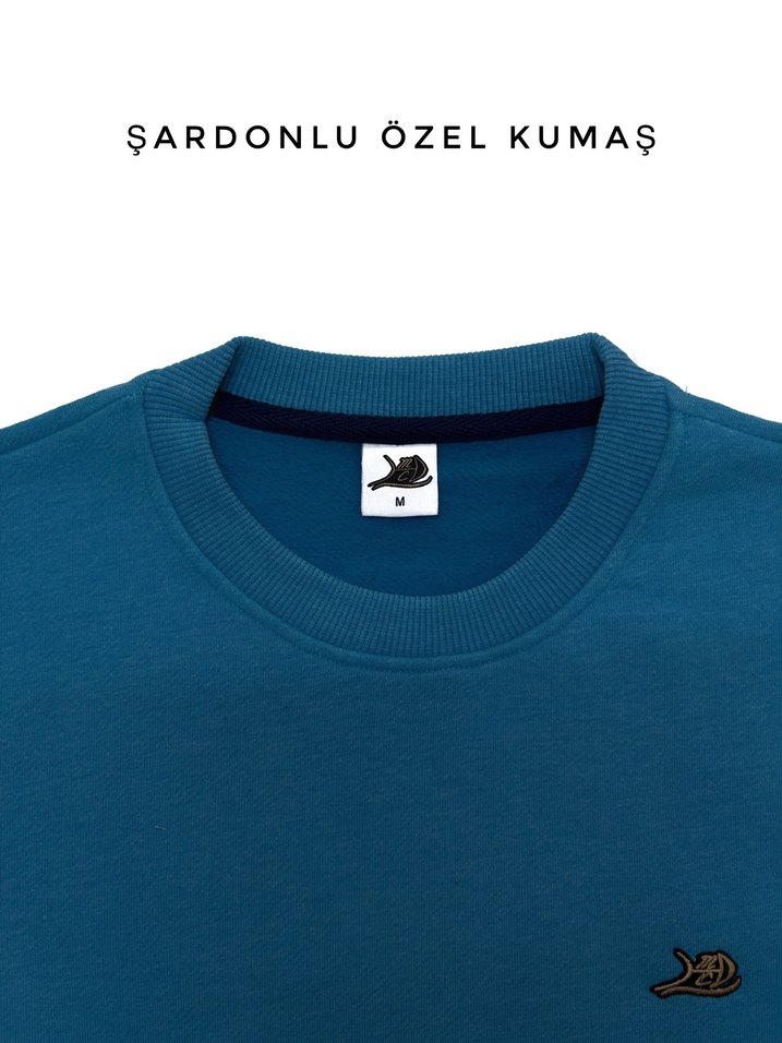 Lacivert Unisex Bisiklet Yaka Sweatshirt - Görsel 2