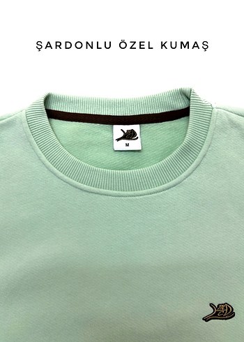 Su Yeşili Unisex Bisiklet Yaka Sweatshirt - Görsel 2