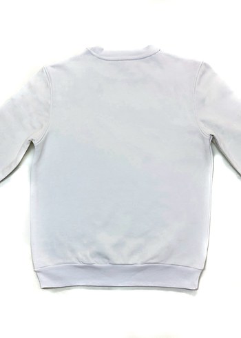 Beyaz Unisex Bisiklet Yaka Sweatshirt - Görsel 3