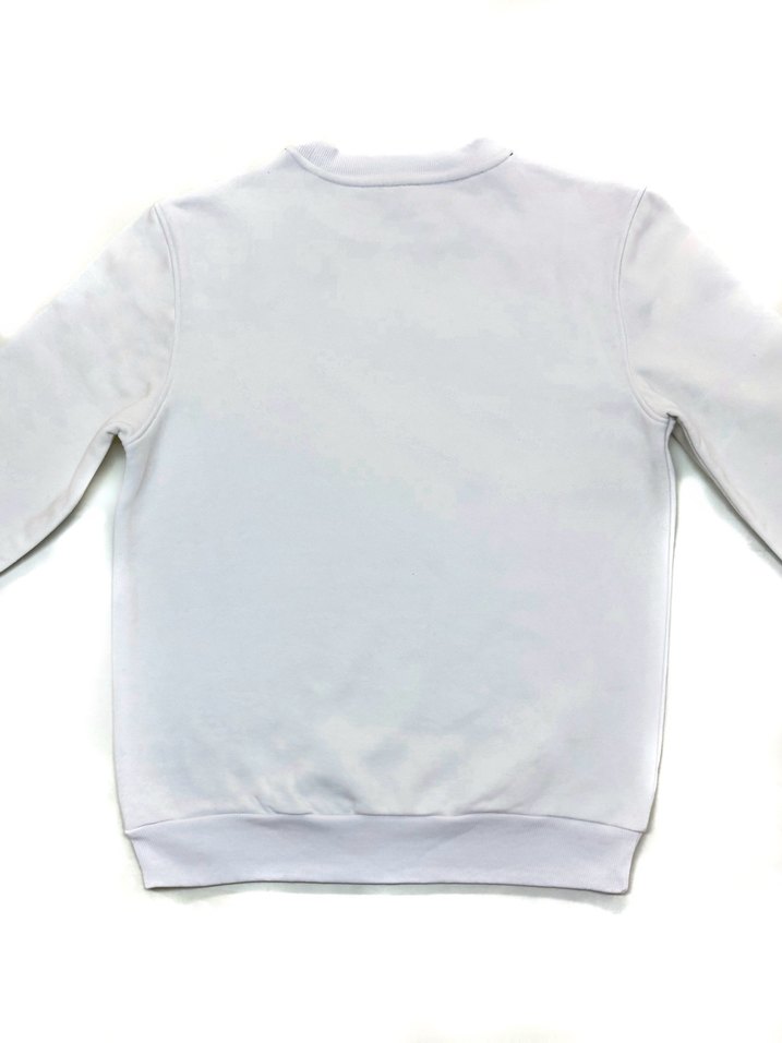 Beyaz Unisex Bisiklet Yaka Sweatshirt - Görsel 3