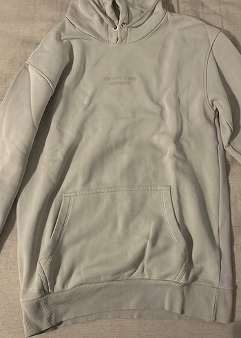 Gri Kapüşonlu Uzun Kollu Salaş Sweatshirt
