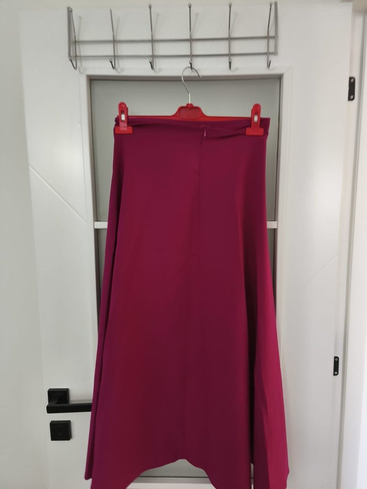 fuşya  Uzun Salaş Saten Etek Mevlana model - Görsel 2