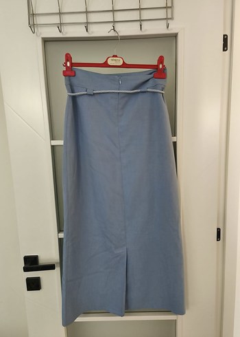 Kadın Mavi Kemerli Uzun  Etek - Görsel 2