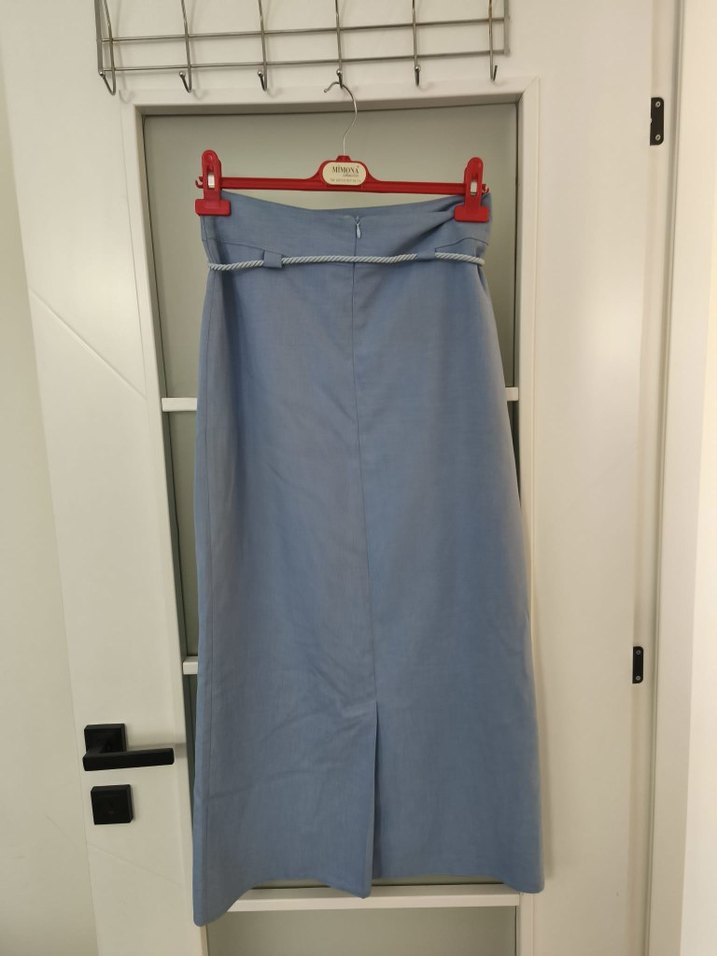 Kadın Mavi Kemerli Uzun  Etek - Görsel 2