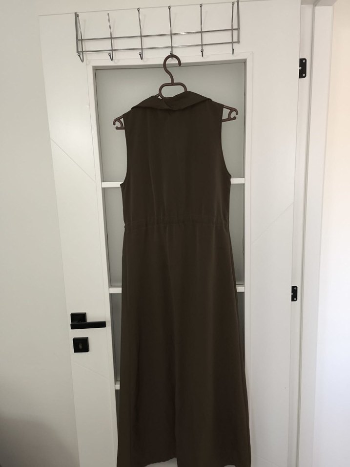 haki Kemerli Uzun Kolsuz Kadın Yelek - Görsel 2