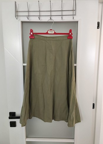 Barrels and Oil Kadın Haki Keten etek - Görsel 3