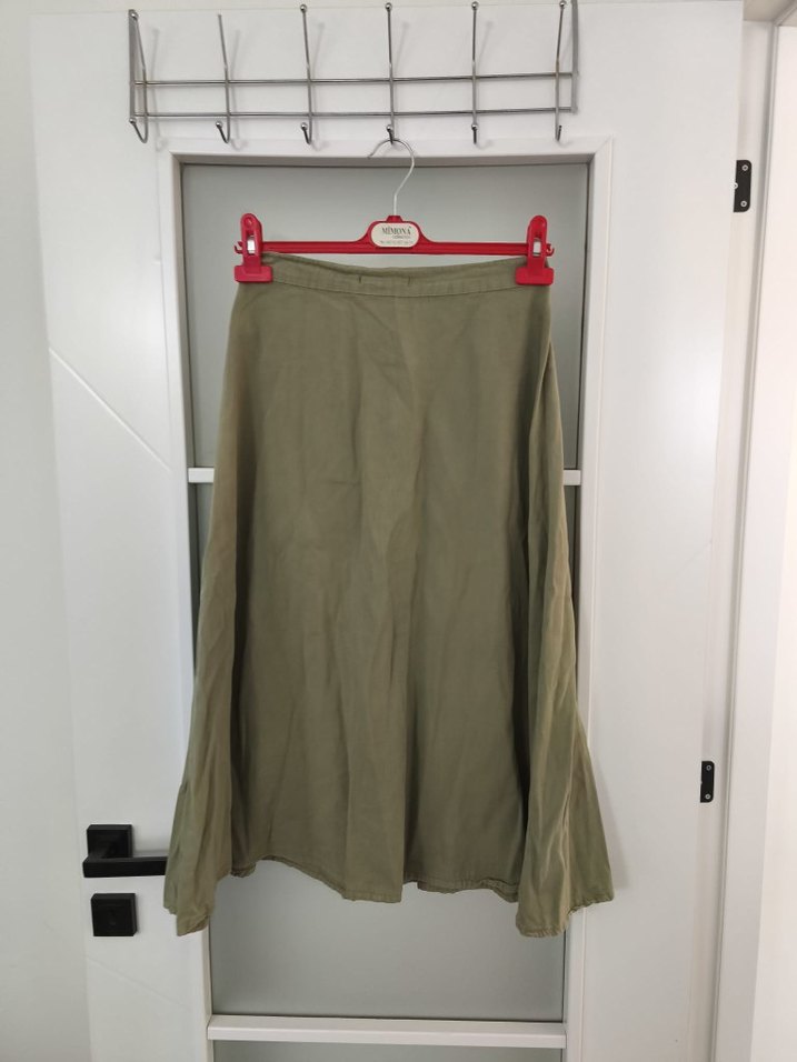 Barrels and Oil Kadın Haki Keten etek - Görsel 3