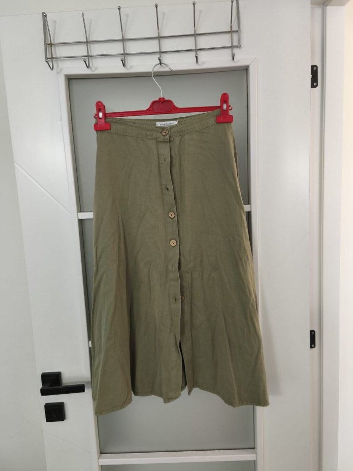 Barrels and Oil Kadın Haki Keten etek - Görsel 2