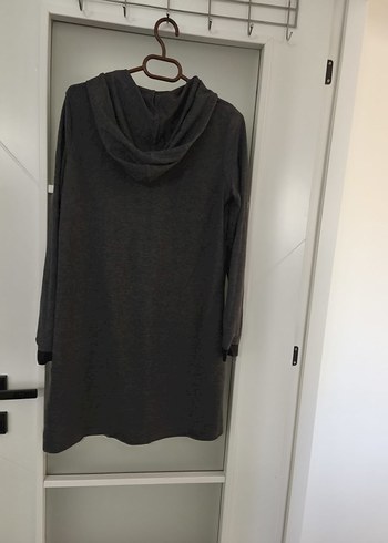 Gri Midi Kapüşonlu Kadın hırka - Görsel 2