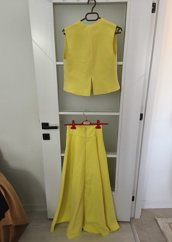 Sarı Uzun  Kadın takım etek yelek - Görsel 2