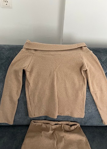 Bej Kadın Mini Triko Bluz alt takim