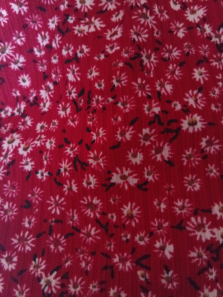 kırmızı çiçek Desenli Uzun Bohem Etek - Görsel 4