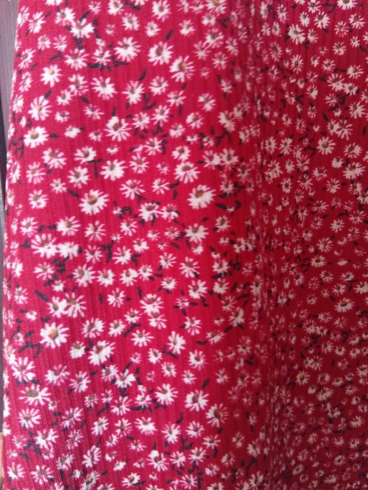 kırmızı çiçek Desenli Uzun Bohem Etek - Görsel 2