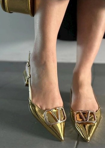 Gold kısa topuklu babet - Görsel 3